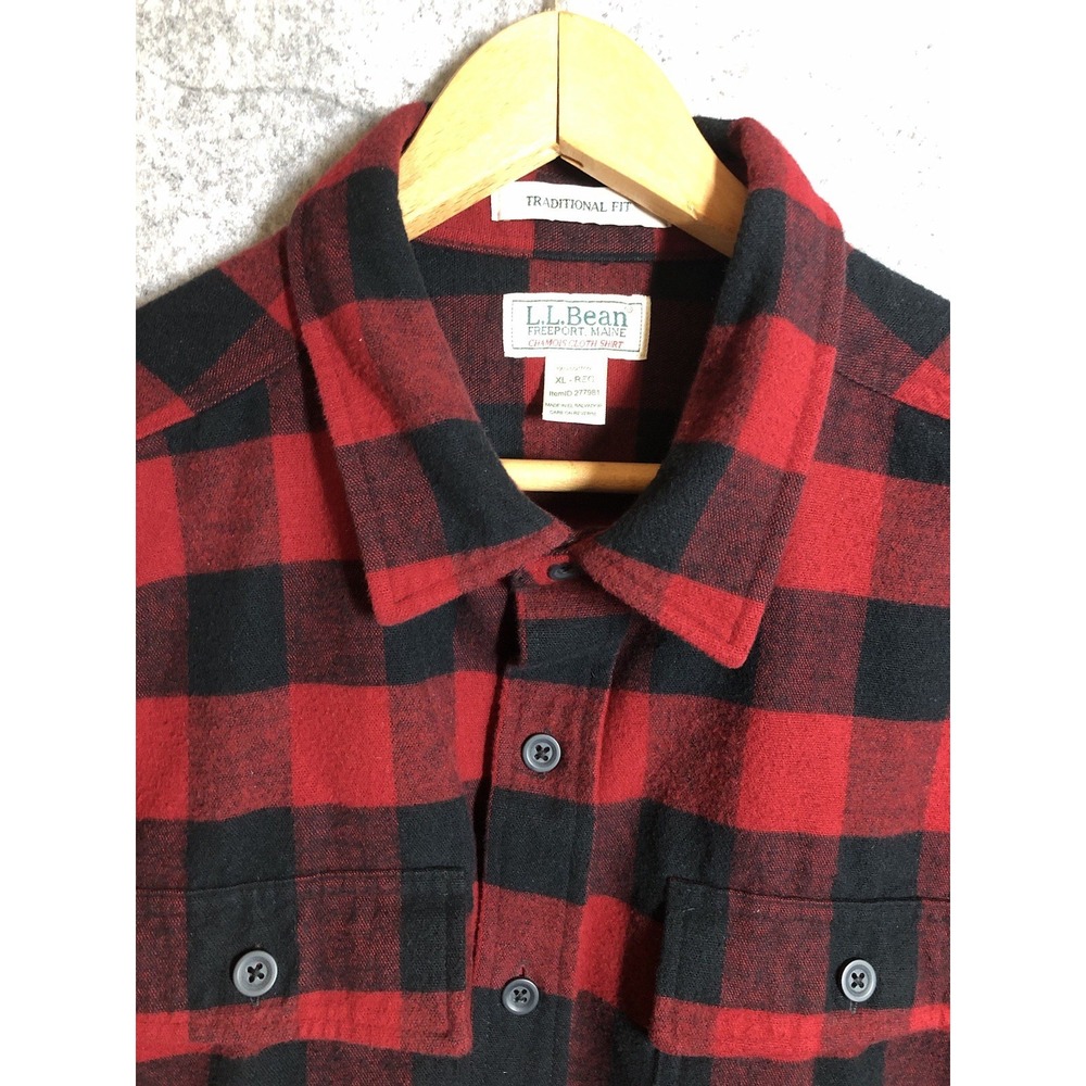 L.L. Bean Shirt Mens XL Buffalo Plaid Chamois Flannel Fish Camp Hike Outdoors
